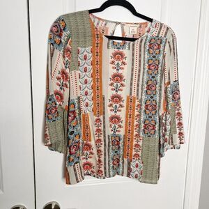 Sundance Catalog Floral Print Top Shirt Size XS